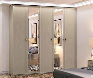 шкаф 5-ти дверный с 2-мя зеркалами Palmari P5570 цвет 5 бежево-серый