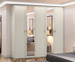 шкаф 5-ти дверный с 2-мя зеркалами Palmari P2570 цвет 2 светло-серый