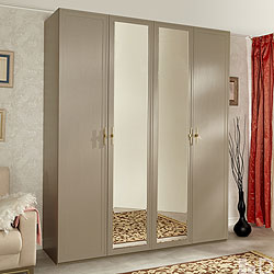 шкаф 4-х дверный с 2-мя зеркалами Palmari P5560 цвет 5 бежево-серый
